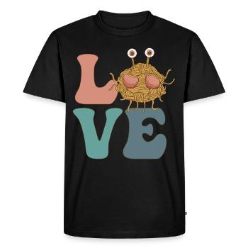 Flying Spaghetti Monster Pastafarian FSM - Men's Premium Organic T-Shirt - black - Front - Nico (187cm)