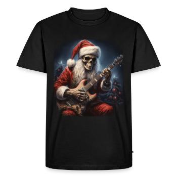 Père Noël squelette Père Noël jouant de la guitare électrique - T-shirt Premium bio Homme - noir - Devant - Nico (187cm)