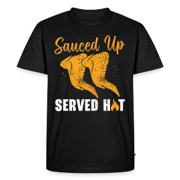 Buffalo Wings Foodie Cuisine Américaine Poulet - T-shirt Premium bio Homme - noir - Devant - Nico (187cm)