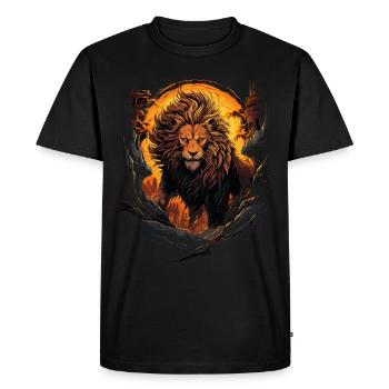 Lion, Lion's Head, Strong, Wild, Proud, Courageous, Royal - Men's Premium Organic T-Shirt - black - Front - Nico (187cm)