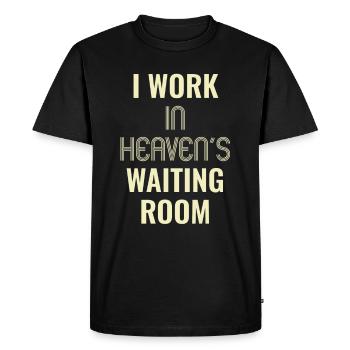 Je travaille dans la salle d’attente du paradis - T-shirt Premium bio Homme - noir - Devant - Nico (187cm)