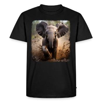 Éléphant Éléphant Réaliste - T-shirt Premium bio Homme - noir - Devant - Nico (187cm)