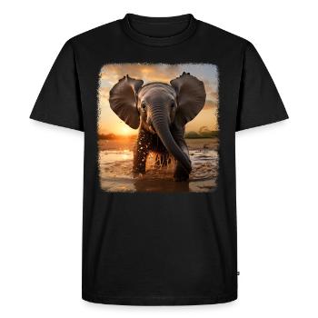 Éléphant Éléphant Réaliste - T-shirt Premium bio Homme - noir - Devant - Nico (187cm)