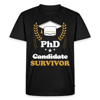 Doctorant, Survivant, Doctorat, Master, - T-shirt Premium bio Homme - noir - Devant - Nico (187cm)