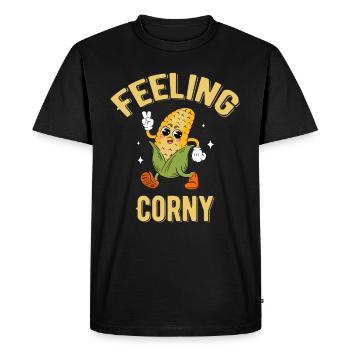 Feeling Corny Corn Puns Agricultural - Men's Premium Organic T-Shirt - black - Front - Nico (187cm)