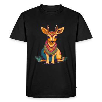 Cute anime style Sika Deer Kawaii - Men's Premium Organic T-Shirt - black - Front - Nico (187cm)
