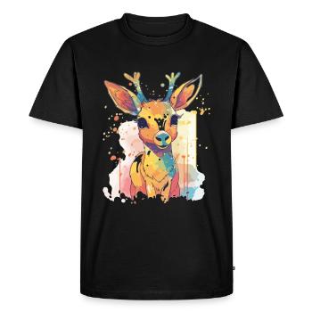 Cute anime style Sika Deer Kawaii - Men's Premium Organic T-Shirt - black - Front - Nico (187cm)