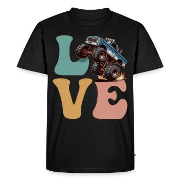 Monster Truck LOVE Groovy - Men's Premium Organic T-Shirt - black - Front - Nico (187cm)