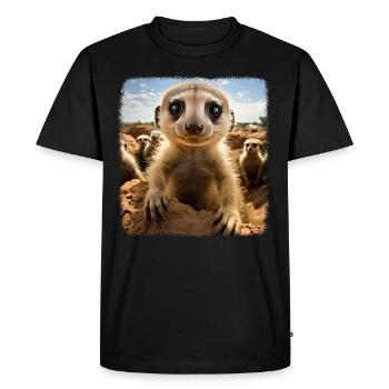 Suricate réaliste Erdmännchen - T-shirt Premium bio Homme - noir - Devant - Nico (187cm)