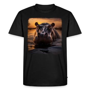 Hippos realistic Hippo - Men's Premium Organic T-Shirt - black - Front - Nico (187cm)