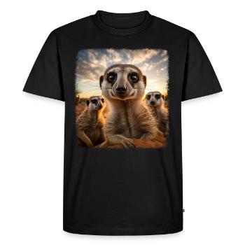 Suricate réaliste Erdmännchen - T-shirt Premium bio Homme - noir - Devant - Nico (187cm)