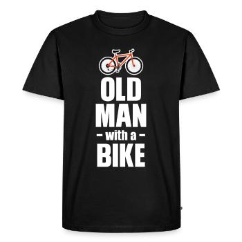 Vieil homme avec un grand-père cycliste à vélo - T-shirt Premium bio Homme - noir - Devant - Nico (187cm)