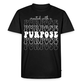 Created with a Purpose Groovy Bible Verse - Men's Premium Organic T-Shirt - black - Front - Nico (187cm)
