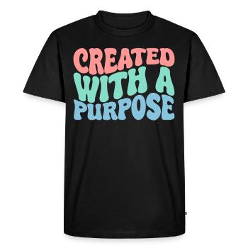 Created with a Purpose Groovy Bible Verse - Men's Premium Organic T-Shirt - black - Front - Nico (187cm)