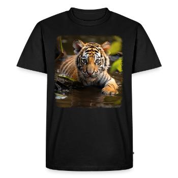 Tigre réaliste bébé tigre - T-shirt Premium bio Homme - noir - Devant - Nico (187cm)