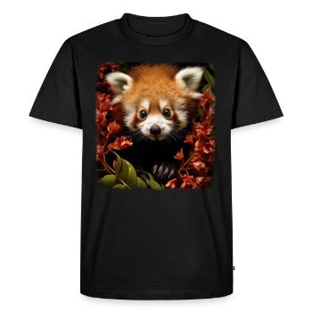 Pandas roux Panda roux réaliste - T-shirt Premium bio Homme - noir - Devant - Nico (187cm)