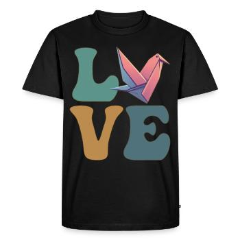 Origami Paper Crane Japanese Culture - Men's Premium Organic T-Shirt - black - Front - Nico (187cm)