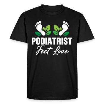 Podologue Pieds Amour Drôle Pédicure Plantar - T-shirt Premium bio Homme - noir - Devant - Nico (187cm)