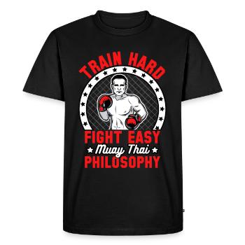 Train hard fight easy muay thai philosophy - Men's Premium Organic T-Shirt - black - Front - Nico (187cm)