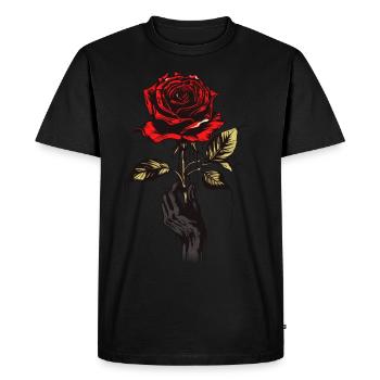 Main tenant Rose graphique doux Grunge Vintage Goth - T-shirt Premium bio Homme - noir - Devant - Nico (187cm)