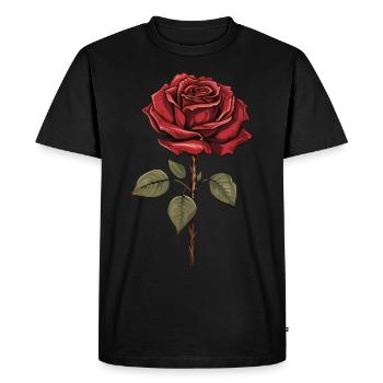 Rose rouge esthétique Vintage graphique fleur cadeau - T-shirt Premium bio Homme - noir - Devant - Nico (187cm)