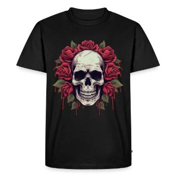 Tête de mort Roses Grunge esthétique Goth crâne - T-shirt Premium bio Homme - noir - Devant - Nico (187cm)