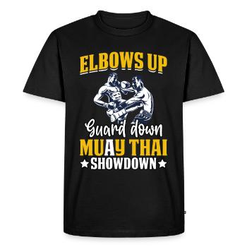 Elbows up Guard down Muay Thai Showdown - Men's Premium Organic T-Shirt - black - Front - Nico (187cm)