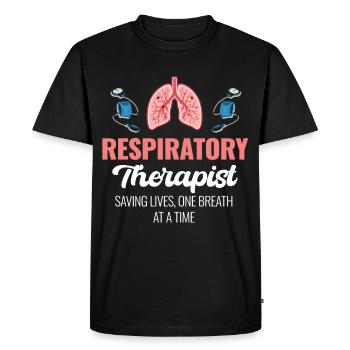 Respiratory therapist saves lives, breath by breath - Men's Premium Organic T-Shirt - black - Front - Nico (187cm)