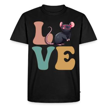Souris rat mignonne - T-shirt Premium bio Homme - noir - Devant - Nico (187cm)