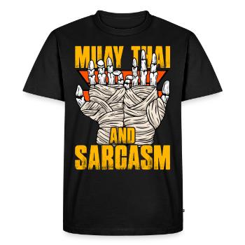 Muay Thai et sarcasme - T-shirt Premium bio Homme - noir - Devant - Nico (187cm)