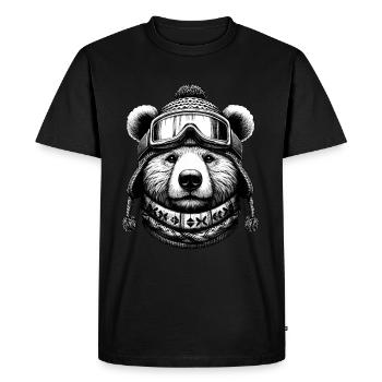 L’ours avec des lunettes de ski aime le snowboard et le ski - T-shirt Premium bio Homme - noir - Devant - Nico (187cm)