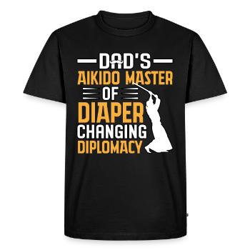 L’Aïkido de papa Maître de la diplomatie changeante - T-shirt Premium bio Homme - noir - Devant - Nico (187cm)