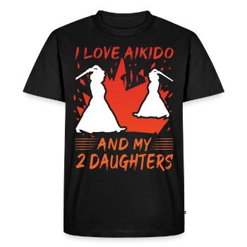 J’adore l’Aïkido et mes 2 filles - T-shirt Premium bio Homme - noir - Devant - Nico (187cm)