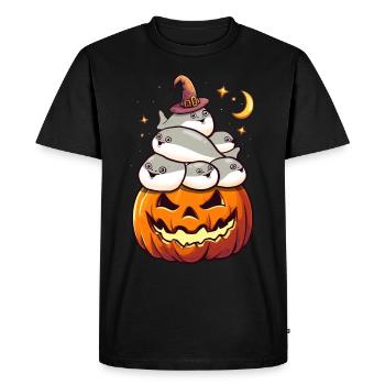 Sacabambaspis Pile Fish Meme Pumpkin Halloween - Men's Premium Organic T-Shirt - black - Front - Nico (187cm)