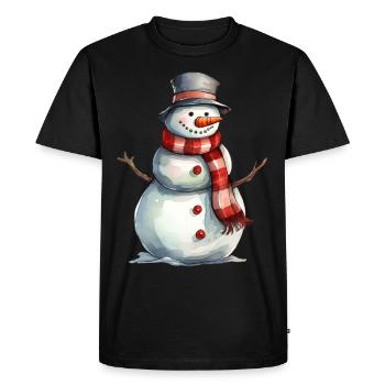 Happy Snowman With Hat Winter Season Christmas Hol - Männer Premium Bio T-Shirt - Schwarz - Vorne - Nico (187cm)