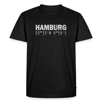 Coordonnées GPS de Hambourg - T-shirt Premium bio Homme - noir - Devant - Nico (187cm)