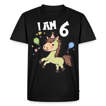 J'ai 6 ans Chevaux Cheval 6ème anniversaire - T-shirt Premium bio Homme - noir - Devant - Nico (187cm)