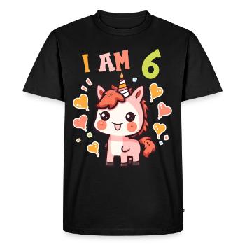 J'ai 6 ans Chevaux Cheval 6ème anniversaire - T-shirt Premium bio Homme - noir - Devant - Nico (187cm)