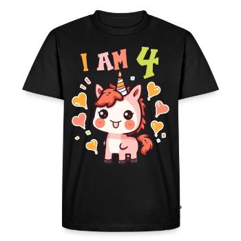 J'ai 4 ans chevaux cheval 4ème anniversaire - T-shirt Premium bio Homme - noir - Devant - Nico (187cm)