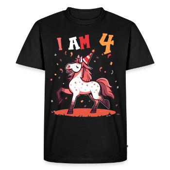 J'ai 4 ans chevaux cheval 4ème anniversaire - T-shirt Premium bio Homme - noir - Devant - Nico (187cm)