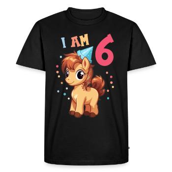 J'ai 6 ans Chevaux Cheval 6ème anniversaire - T-shirt Premium bio Homme - noir - Devant - Nico (187cm)
