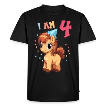 J'ai 4 ans chevaux cheval 4ème anniversaire - T-shirt Premium bio Homme - noir - Devant - Nico (187cm)