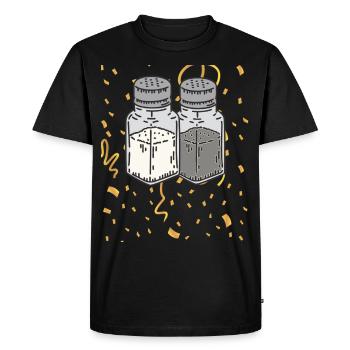 Salz & Pfeffer - Männer Premium Bio T-Shirt - Schwarz - Vorne - Nico (187cm)