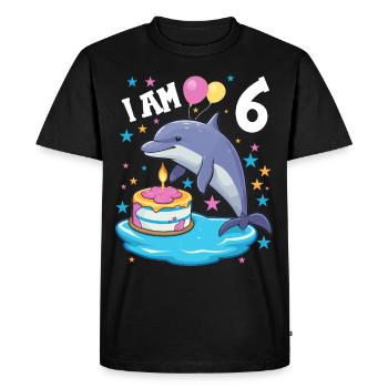 J’ai 6 ans Dauphins Dauphin 6ème anniversaire - T-shirt Premium bio Homme - noir - Devant - Nico (187cm)