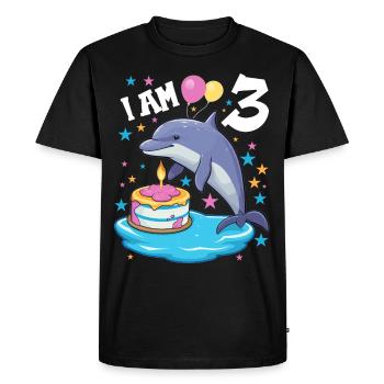 I am 3 years old Dolphins Dolphin 3rd birthday - Men's Premium Organic T-Shirt - black - Front - Nico (187cm)