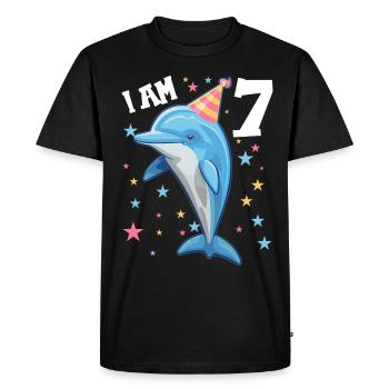 I am 7 years old Dolphins Dolphin 7th birthday - Men's Premium Organic T-Shirt - black - Front - Nico (187cm)