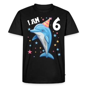 J’ai 6 ans Dauphins Dauphin 6ème anniversaire - T-shirt Premium bio Homme - noir - Devant - Nico (187cm)