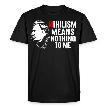 Philosophy Theory Friedrich Nietzsche - Men's Premium Organic T-Shirt - black - Front - Nico (187cm)