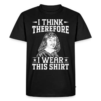 The funny Rene Descartes - Men's Premium Organic T-Shirt - black - Front - Nico (187cm)