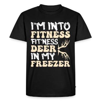 I'm Into Fitness Fit'ness Deer In My Freezer Funny - Men's Premium Organic T-Shirt - black - Front - Nico (187cm)